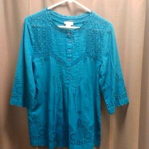 Sundance Teal Eyelet Blouse